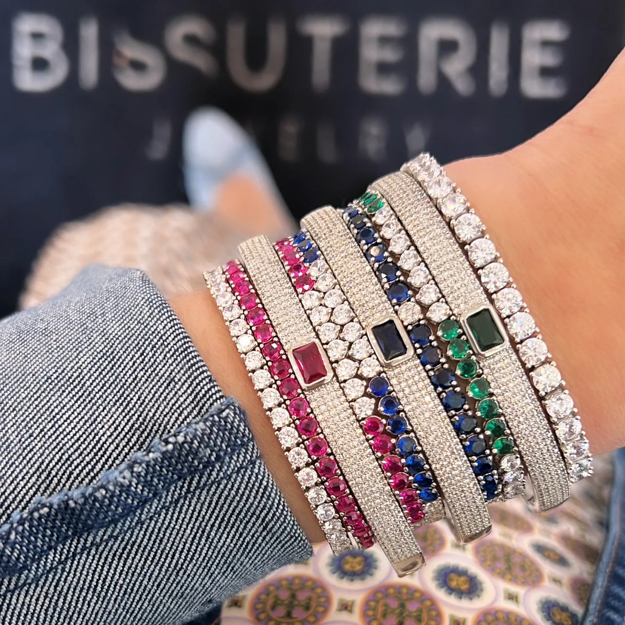 Color Baguette Pave Bangle