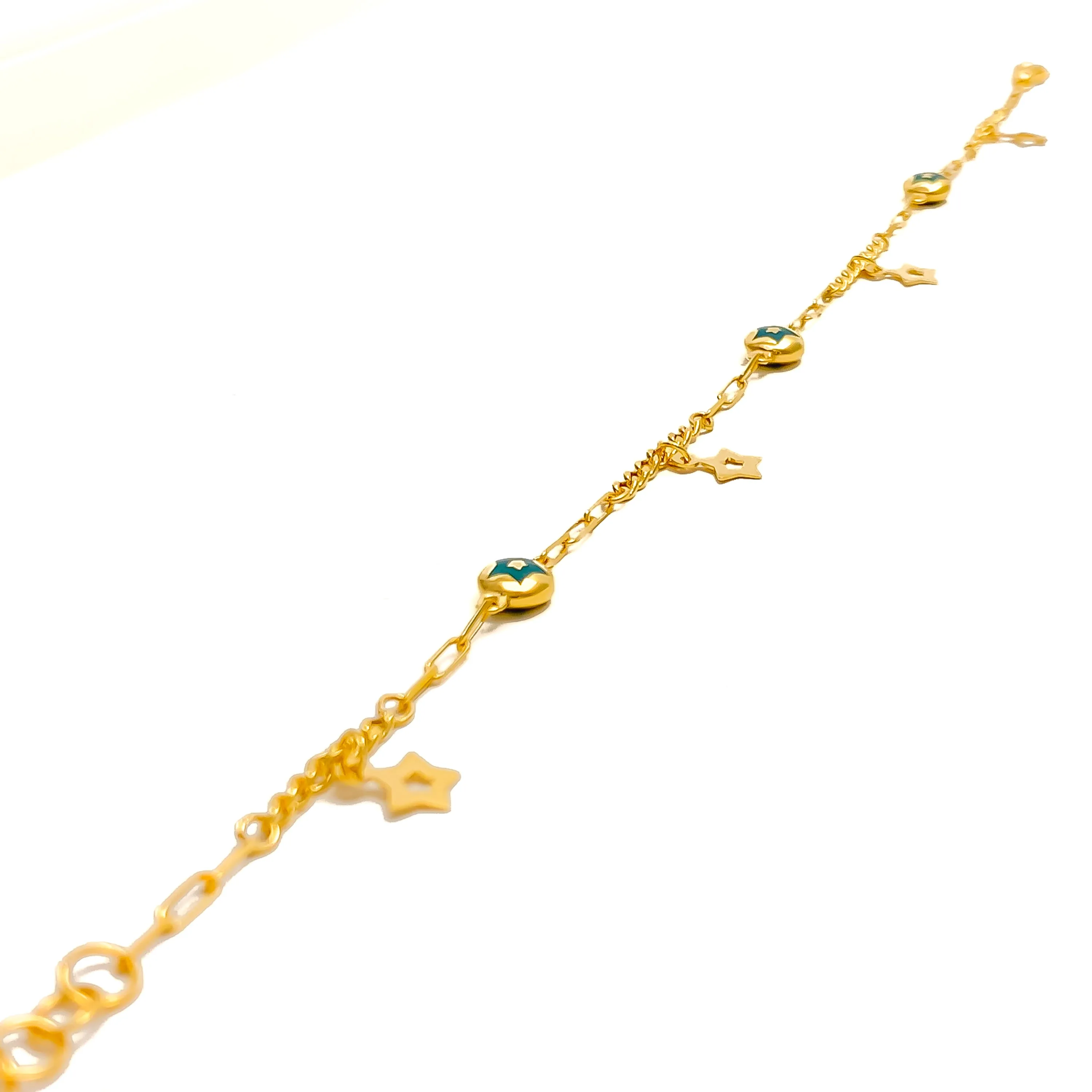 Colorful Ornate 21k Gold Bracelet