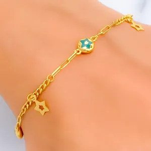 Colorful Ornate 21k Gold Bracelet