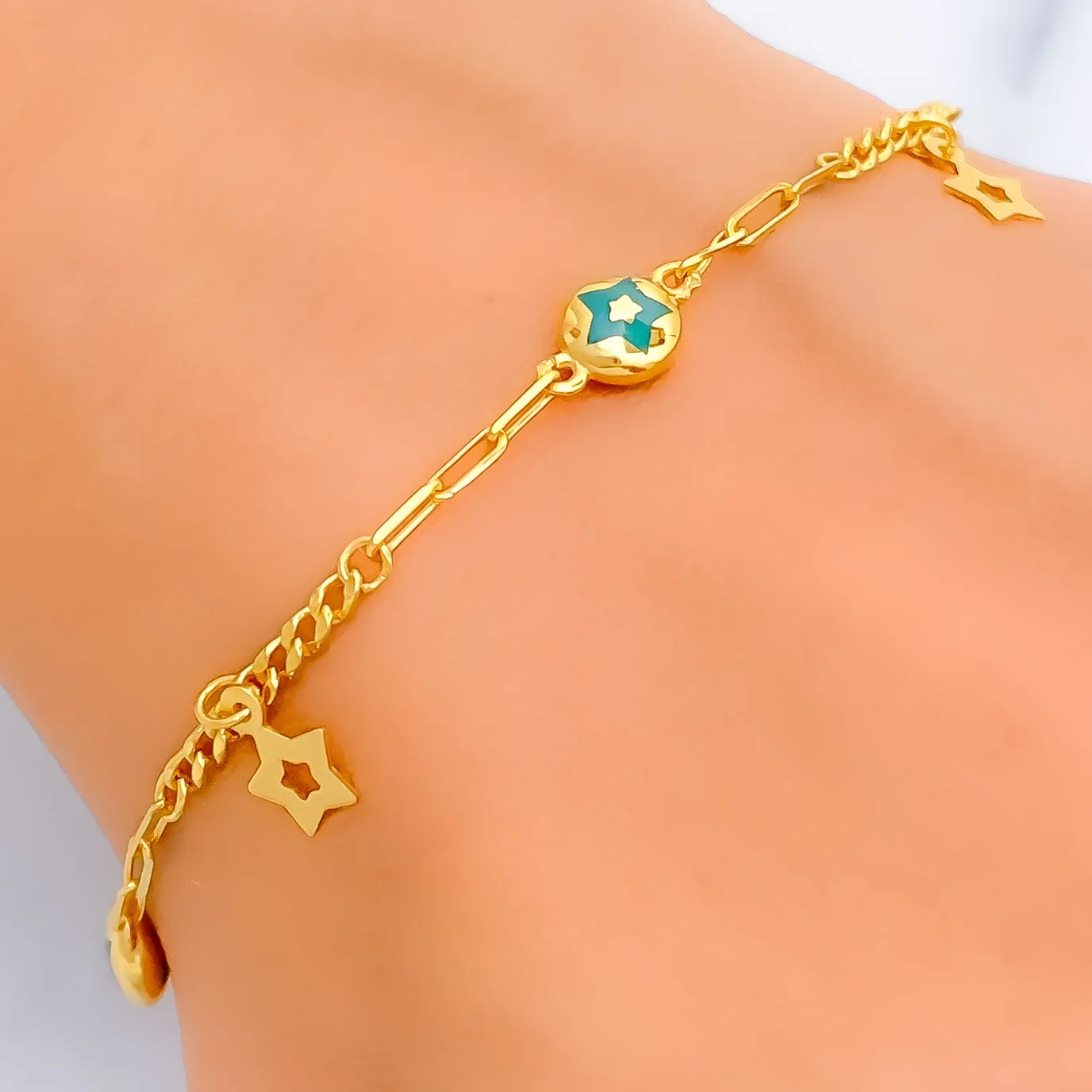 Colorful Ornate 21k Gold Bracelet