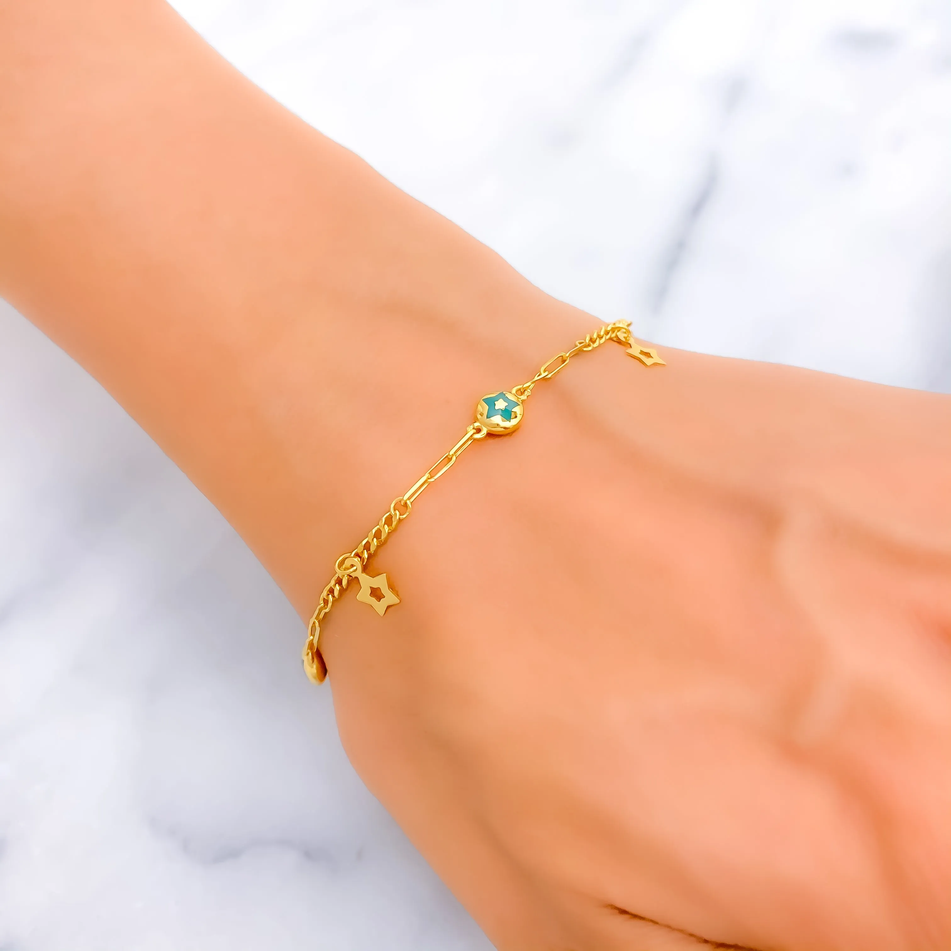 Colorful Ornate 21k Gold Bracelet