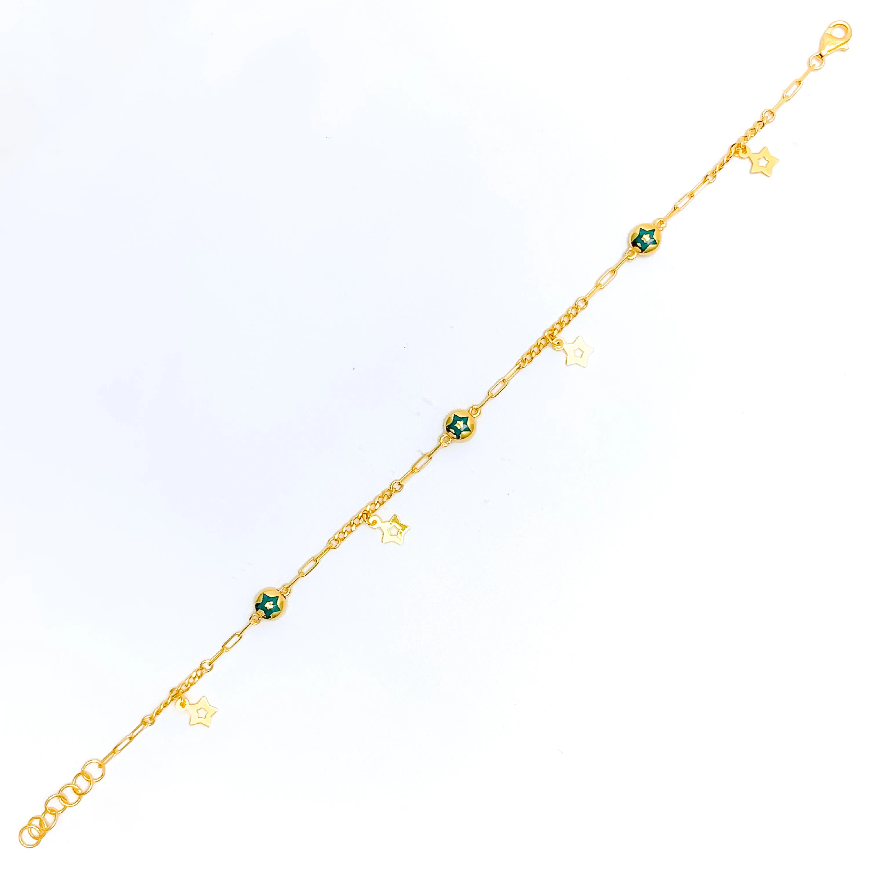 Colorful Ornate 21k Gold Bracelet