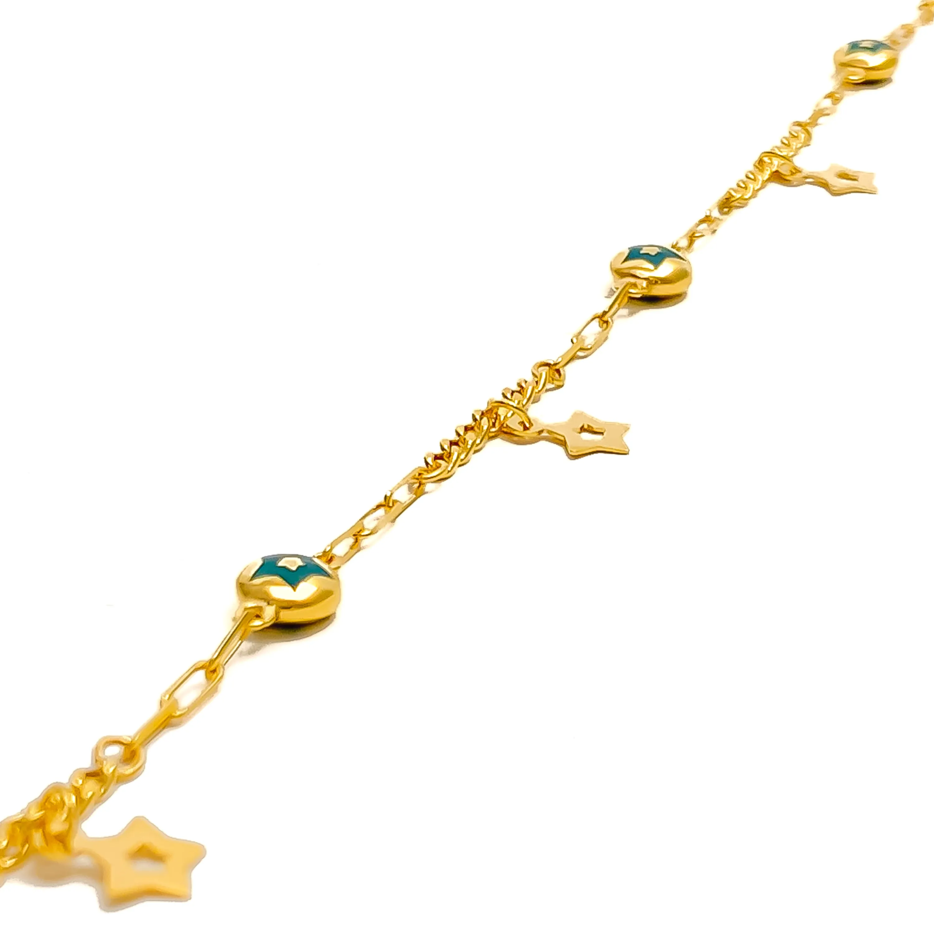 Colorful Ornate 21k Gold Bracelet