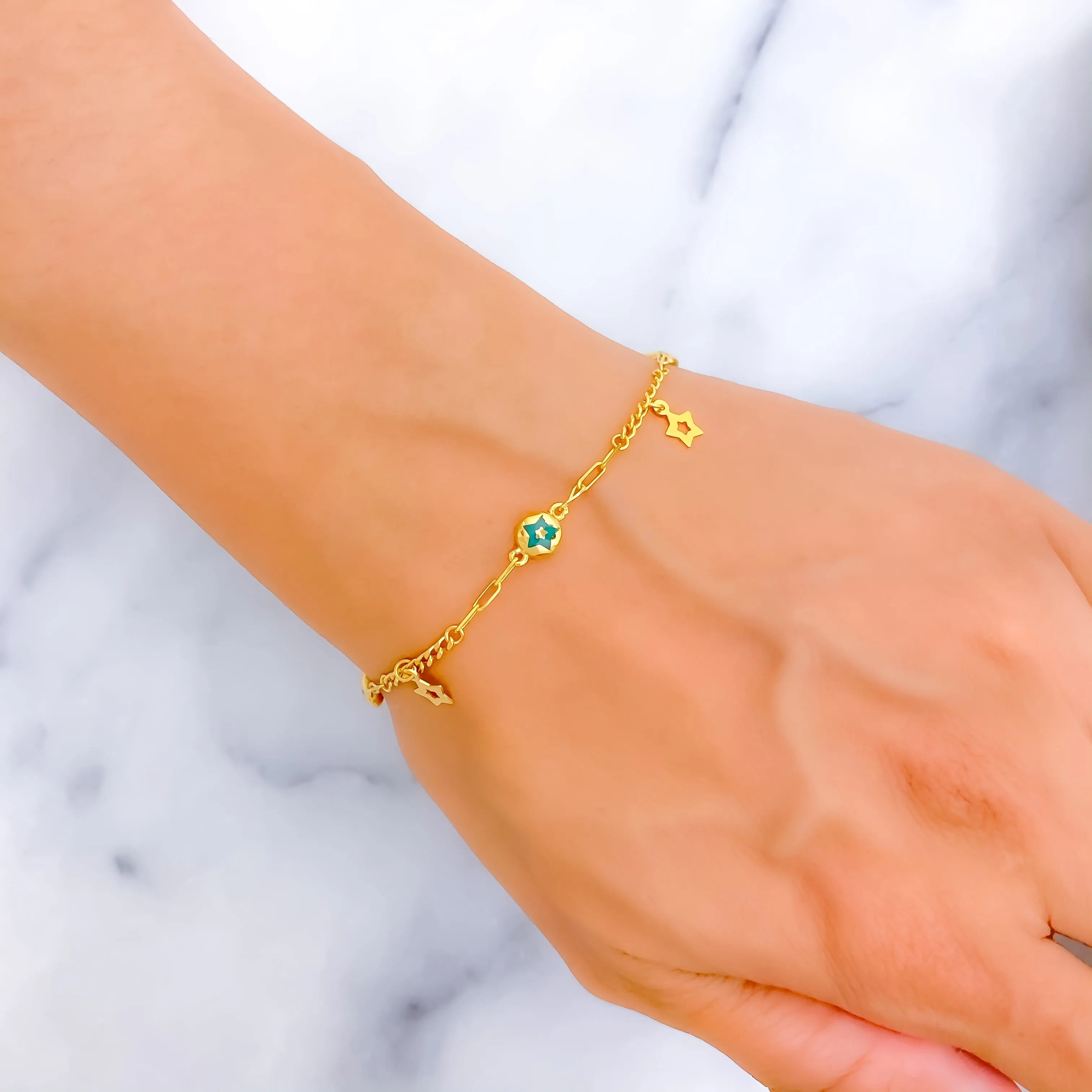 Colorful Ornate 21k Gold Bracelet