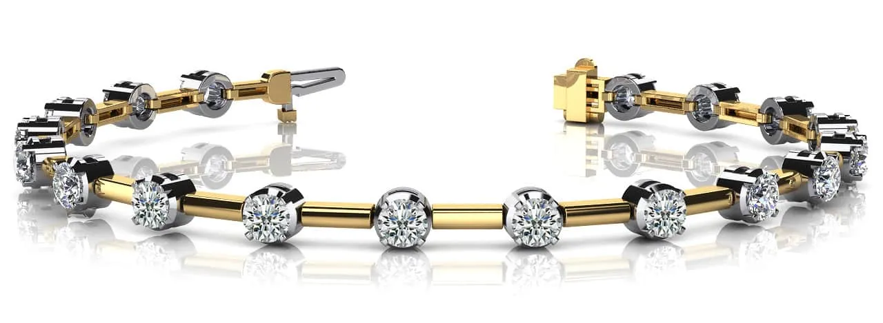 Column Link Round Diamond Bracelet with 2.88 ct.(finished) 3.5mm