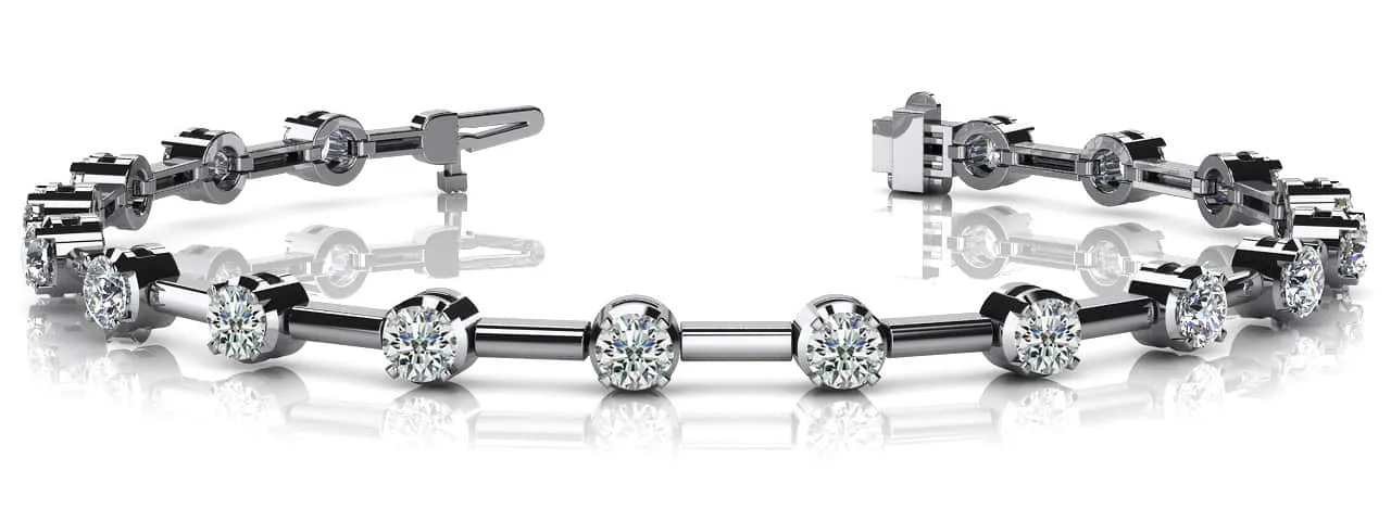 Column Link Round Diamond Bracelet with 2.88 ct.(finished) 3.5mm