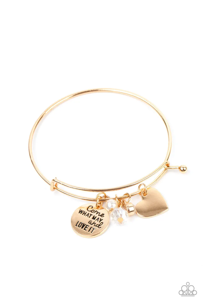Come What May and Love It Gold Paparazzi Bracelet
