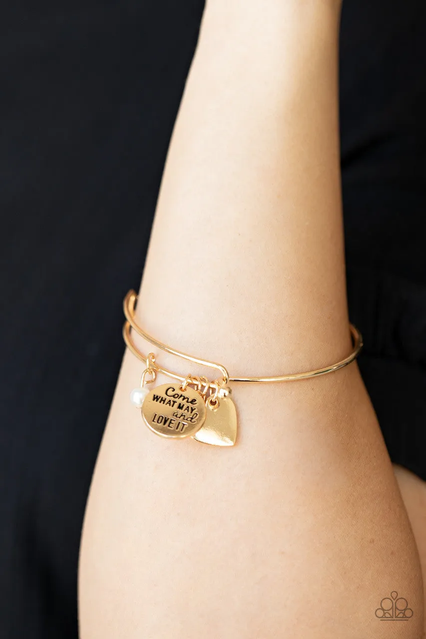 Come What May and Love It Gold Paparazzi Bracelet