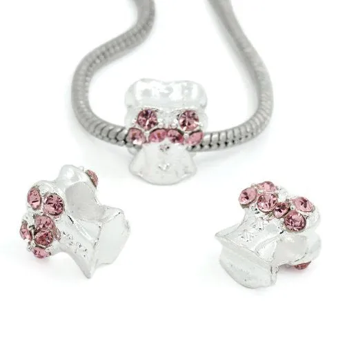 Corset Shirt Charms W/pink  Rhinestone Spacer European Bead Compatible for Most European Snake Chain Bracelet