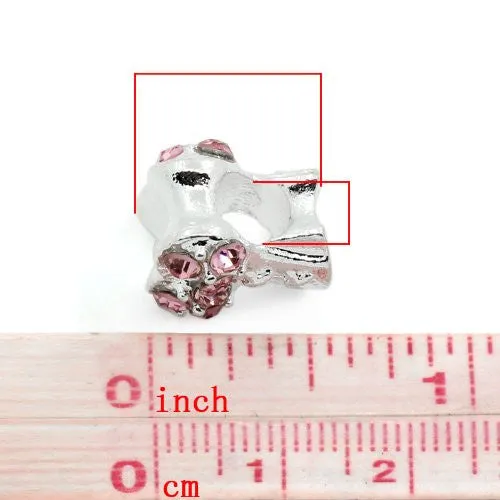 Corset Shirt Charms W/pink  Rhinestone Spacer European Bead Compatible for Most European Snake Chain Bracelet