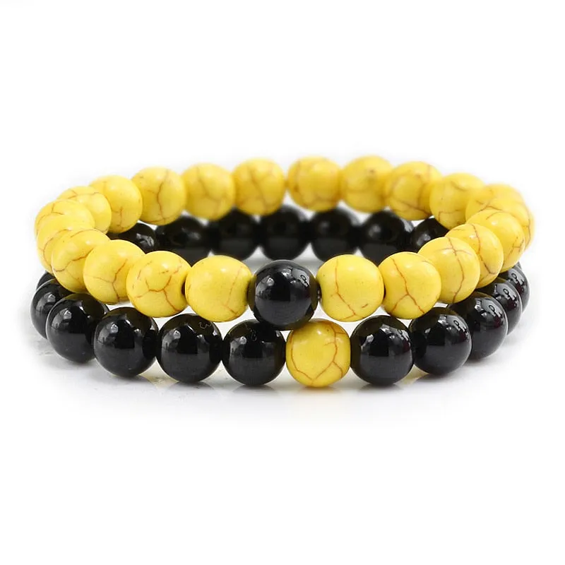 Couple Distance Beaded Bracelet Natural Stone Strand