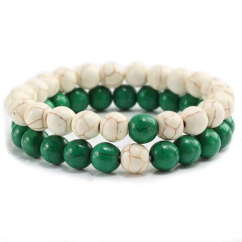 Couple Distance Beaded Bracelet Natural Stone Strand