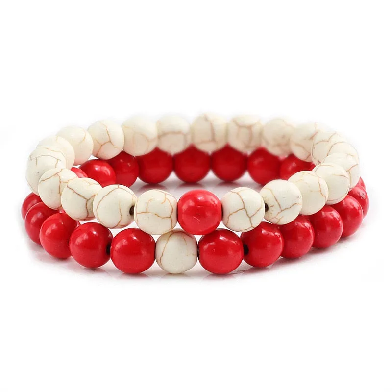 Couple Distance Beaded Bracelet Natural Stone Strand