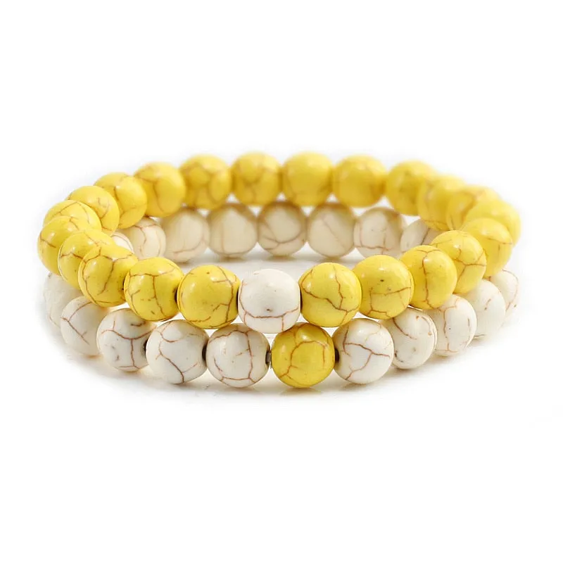 Couple Distance Beaded Bracelet Natural Stone Strand