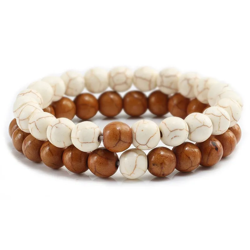 Couple Distance Beaded Bracelet Natural Stone Strand