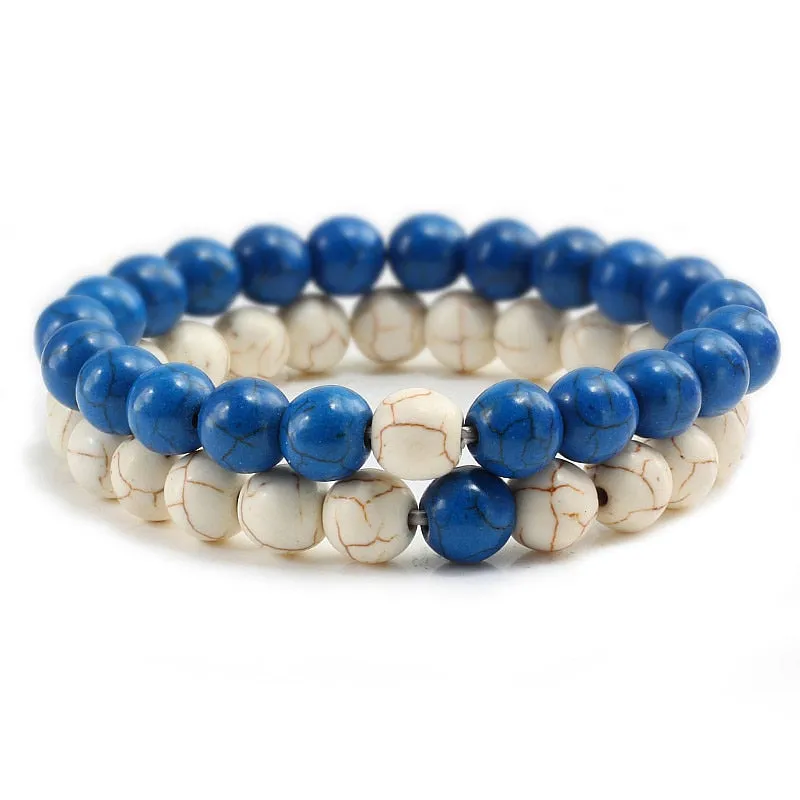 Couple Distance Beaded Bracelet Natural Stone Strand