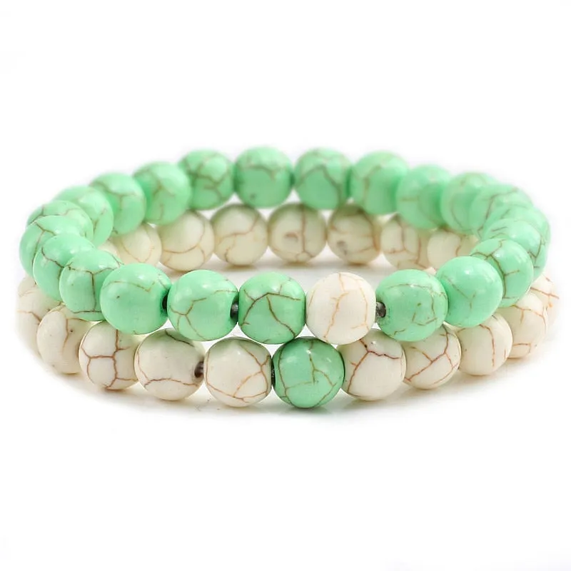 Couple Distance Beaded Bracelet Natural Stone Strand