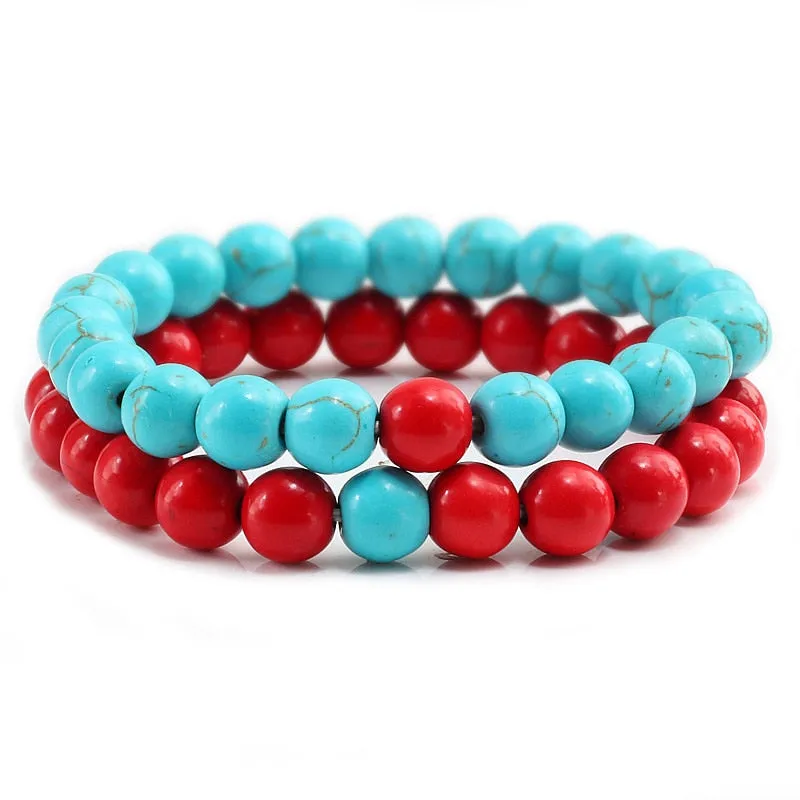 Couple Distance Beaded Bracelet Natural Stone Strand