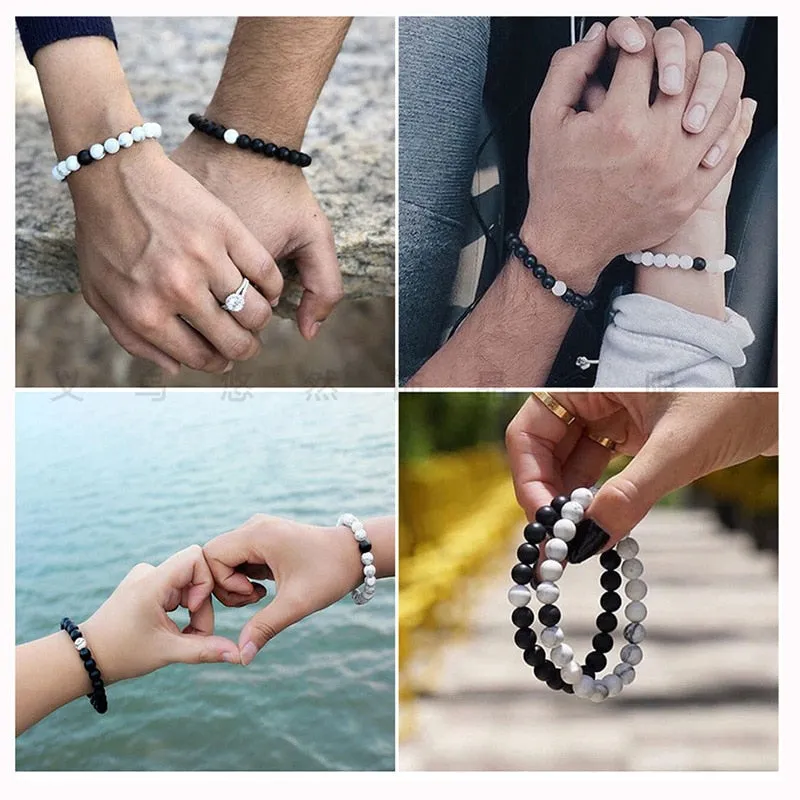 Couple Distance Beaded Bracelet Natural Stone Strand