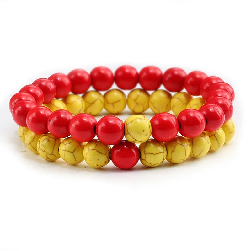 Couple Distance Beaded Bracelet Natural Stone Strand