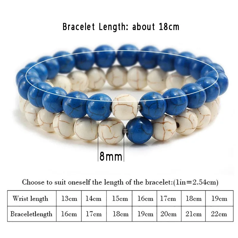 Couple Distance Beaded Bracelet Natural Stone Strand