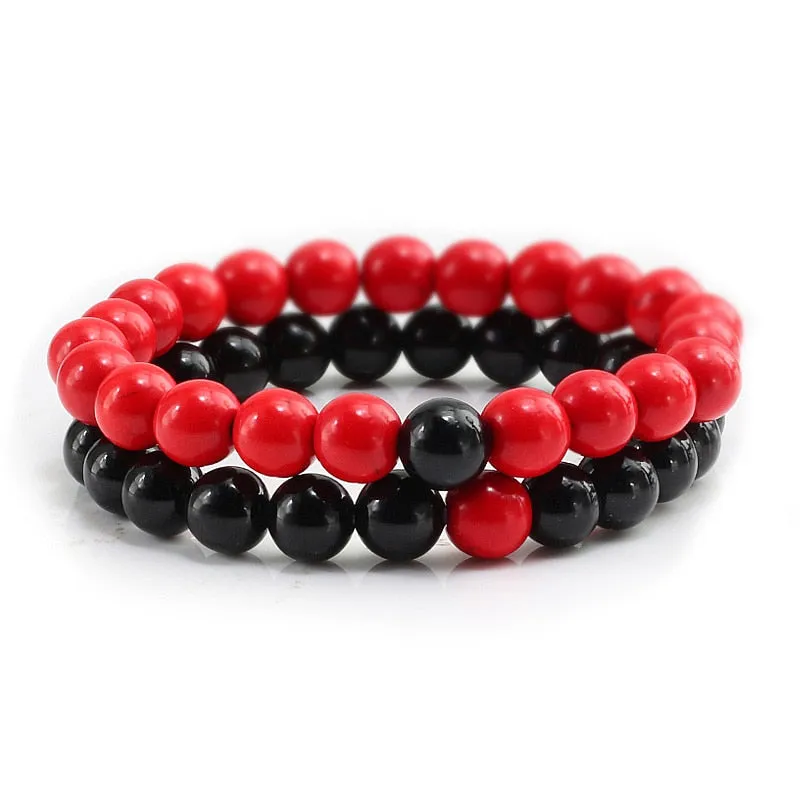 Couple Distance Beaded Bracelet Natural Stone Strand