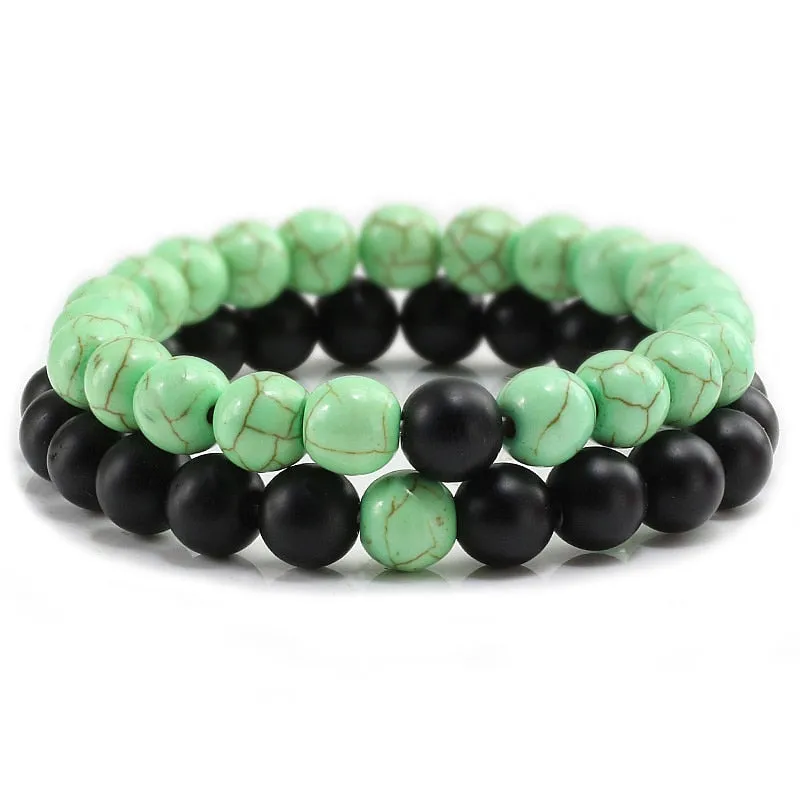 Couple Distance Beaded Bracelet Natural Stone Strand