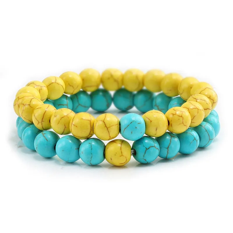 Couple Distance Beaded Bracelet Natural Stone Strand