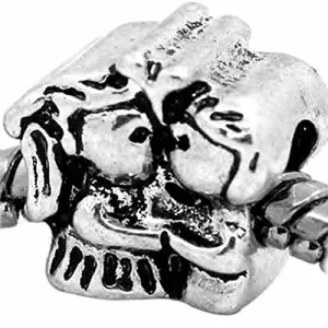 Couple in Love Kissing European Bead Compatible for Most European Snake Chain Bracelet