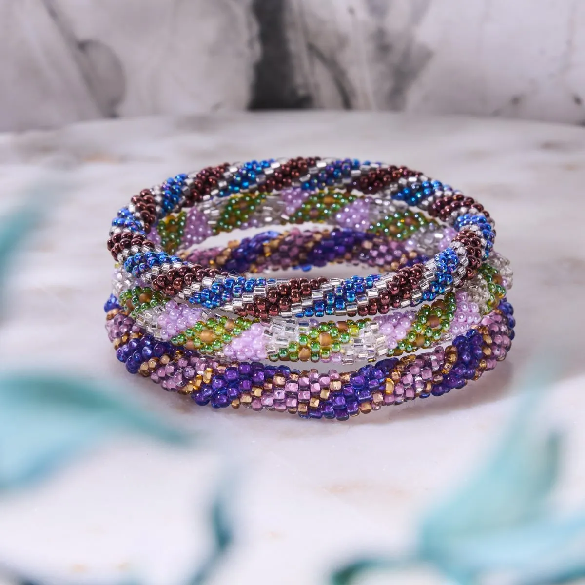 Crushed Blueberries | Himalayan Glass Bead Bracelet