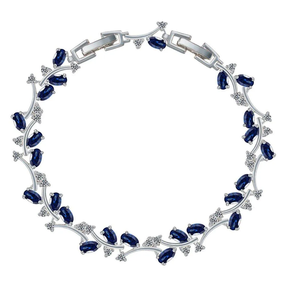 Cubic Zirconia Tennis Bracelet with Sapphire and AAA  Cubic Zirconia Stones