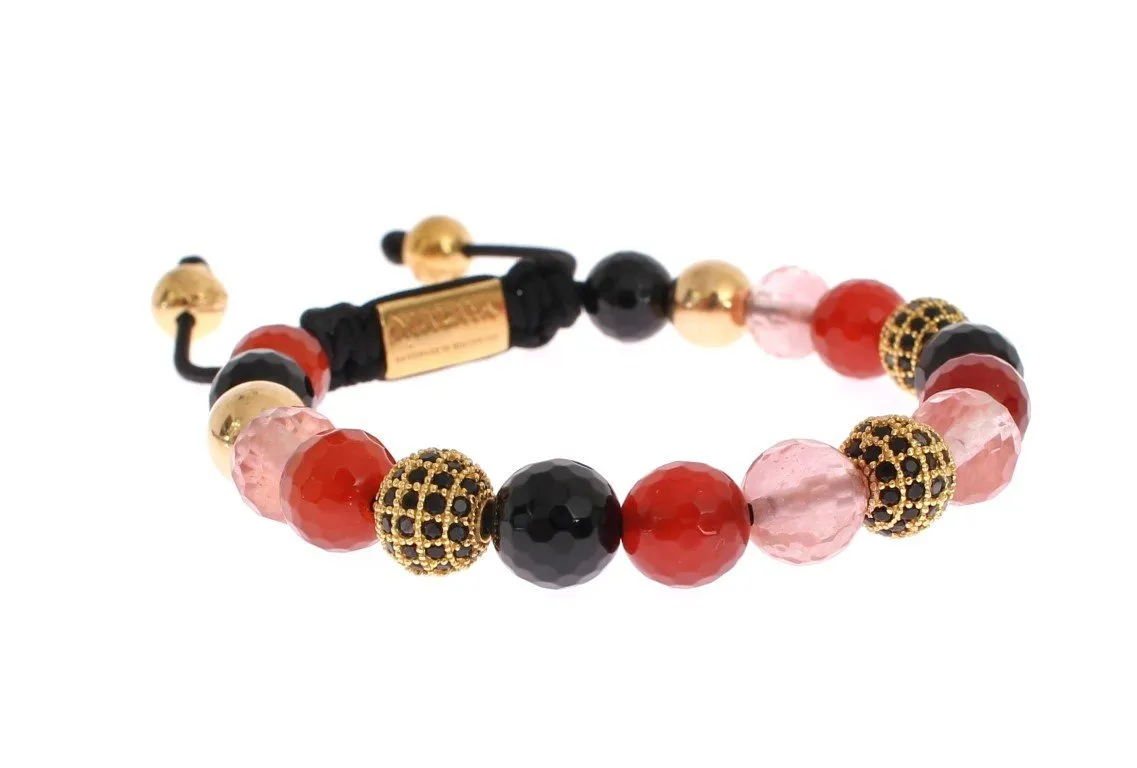 CZ Carnelian Agate 14K Gold 925 Bracelet
