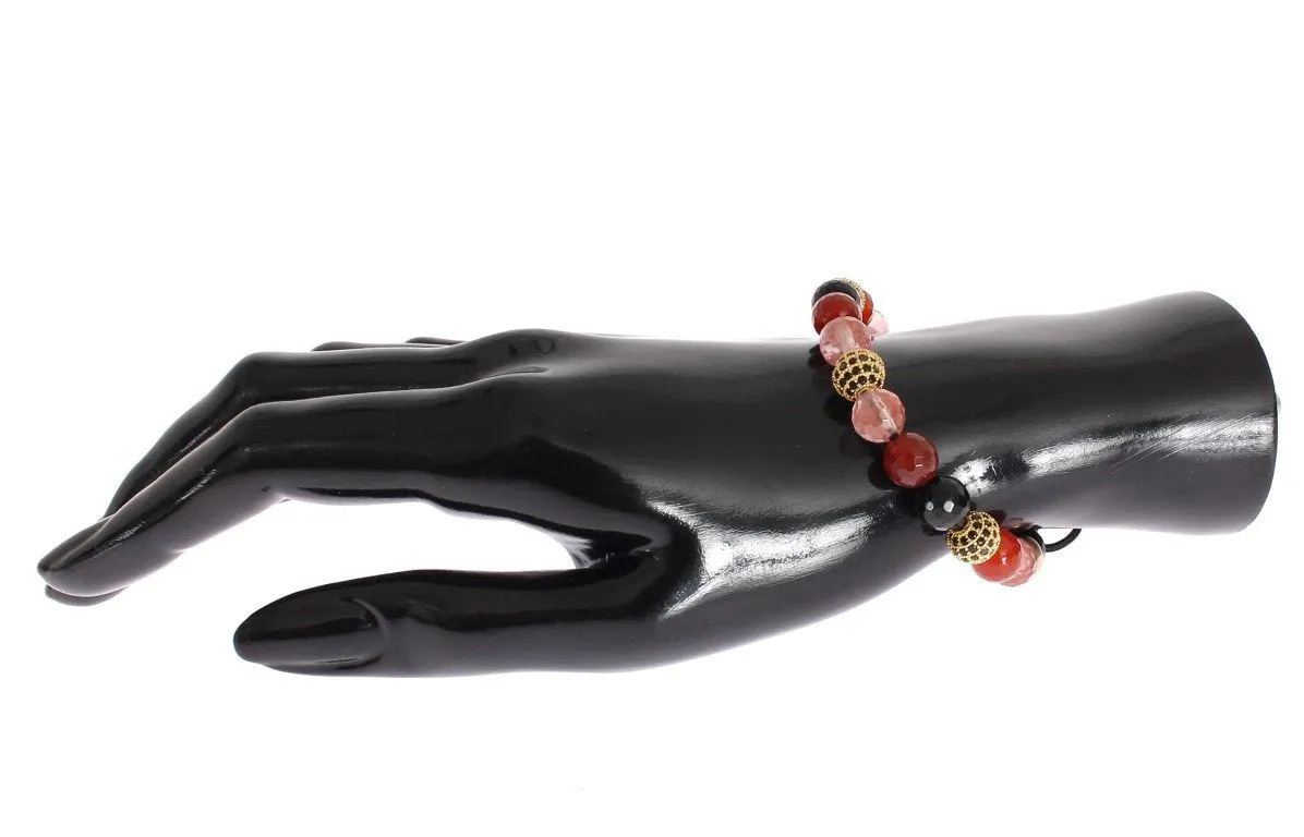 CZ Carnelian Agate 14K Gold 925 Bracelet