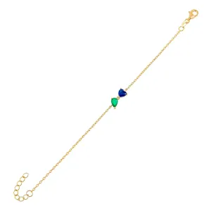 CZ Colored Teardrop X Heart Bracelet