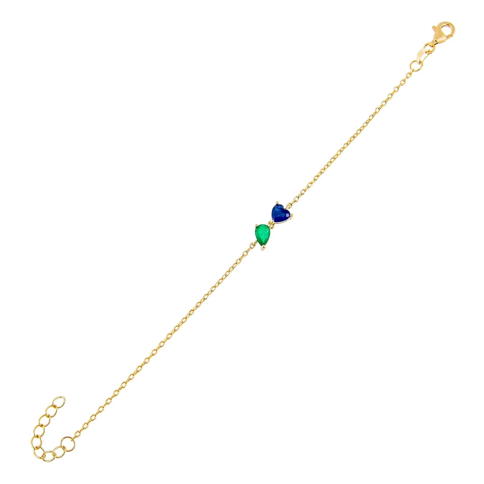 CZ Colored Teardrop X Heart Bracelet