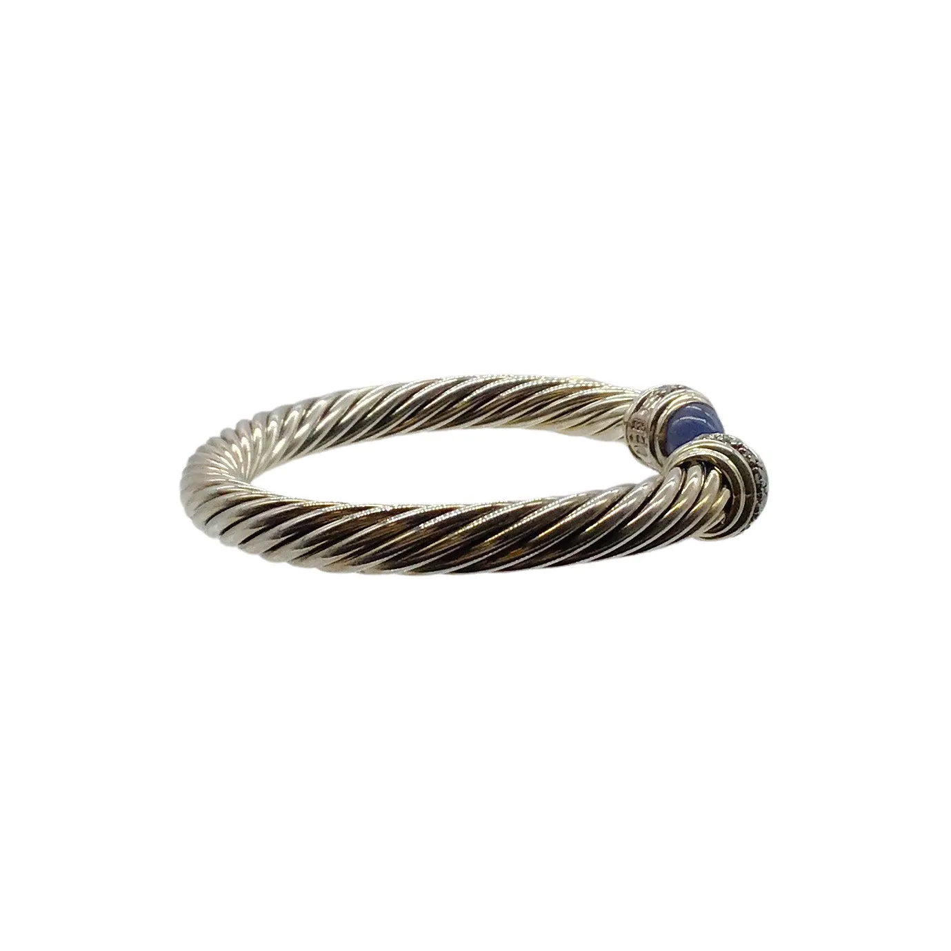 David Yurman Silver Cable Classics Sterling Diamond & Dyed Chalcedony Bracelet