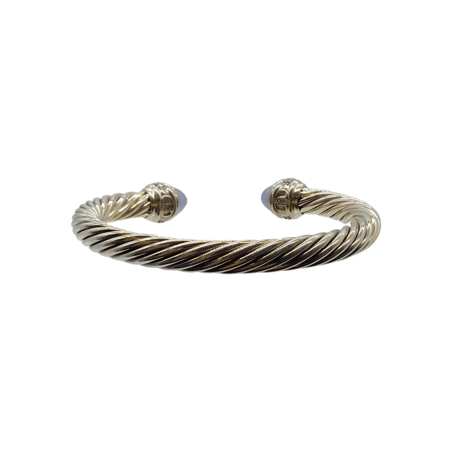 David Yurman Silver Cable Classics Sterling Diamond & Dyed Chalcedony Bracelet