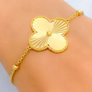 Dazzling Striped Floral 21k Gold Bracelet