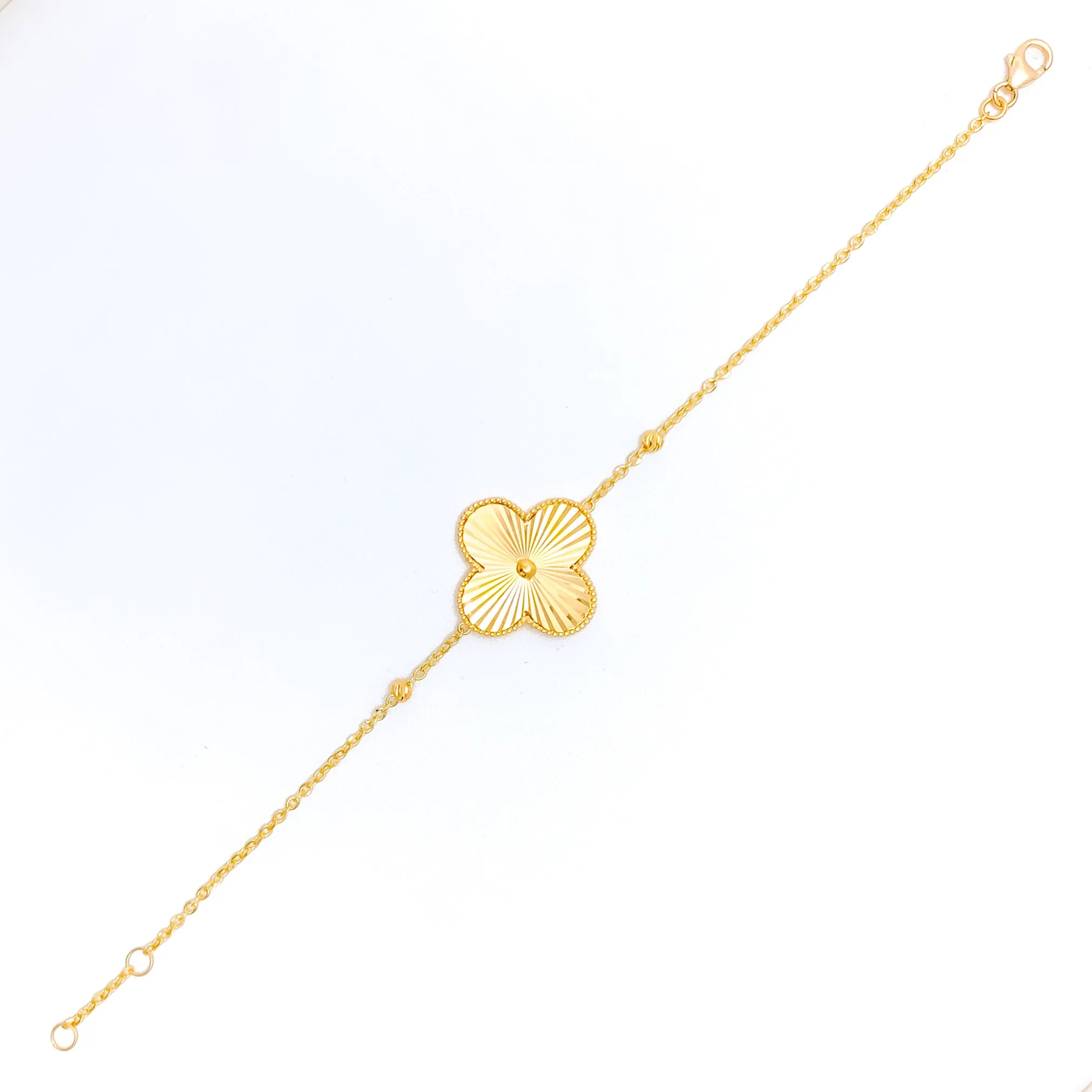 Dazzling Striped Floral 21k Gold Bracelet