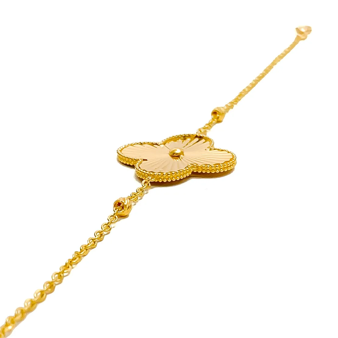Dazzling Striped Floral 21k Gold Bracelet