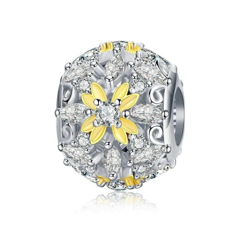 Dazzling Yellow Flower Bead Charm