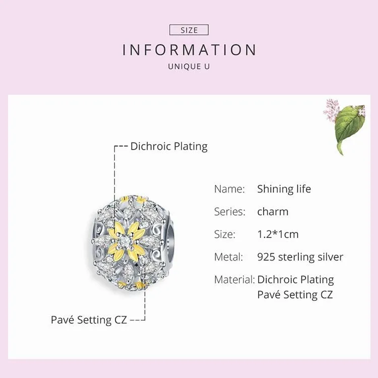 Dazzling Yellow Flower Bead Charm