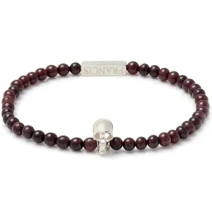 Deakin & Francis Garnet Bead Skull Bracelet, Length 7.5 inches