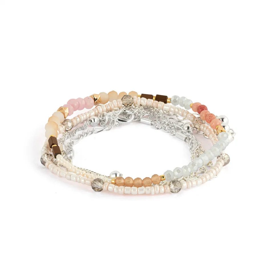 Demdaco Sharing Kindness Bracelet Set of 5 - Multicolor Silver