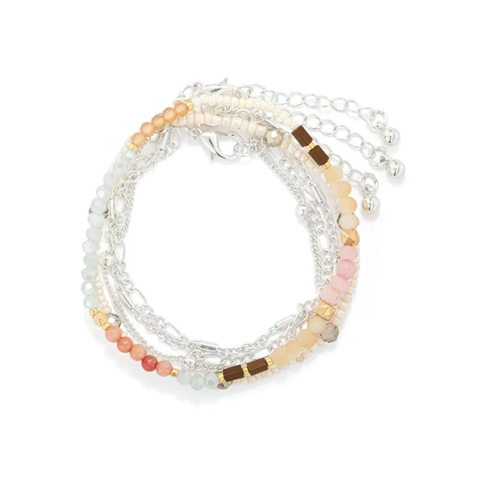Demdaco Sharing Kindness Bracelet Set of 5 - Multicolor Silver