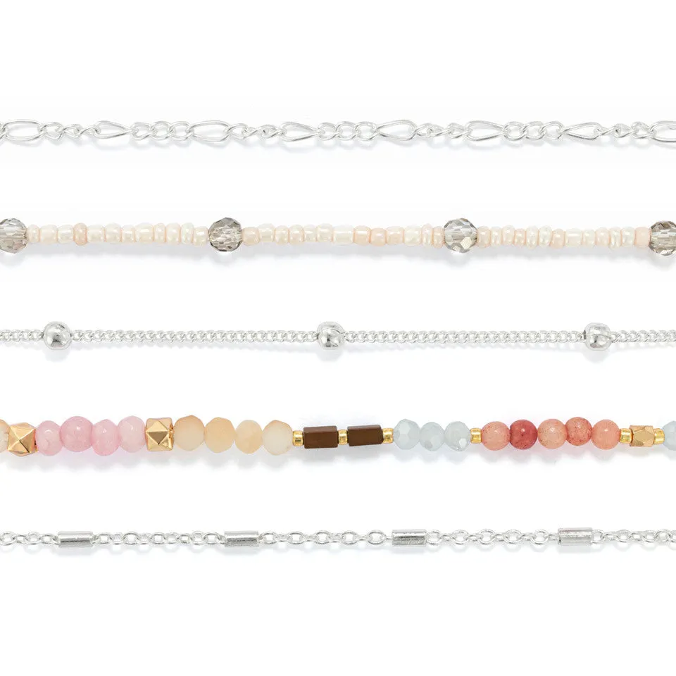 Demdaco Sharing Kindness Bracelet Set of 5 - Multicolor Silver