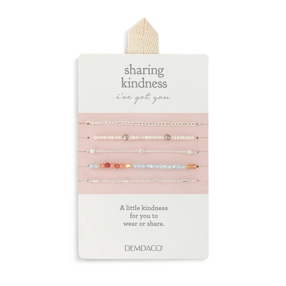 Demdaco Sharing Kindness Bracelet Set of 5 - Multicolor Silver
