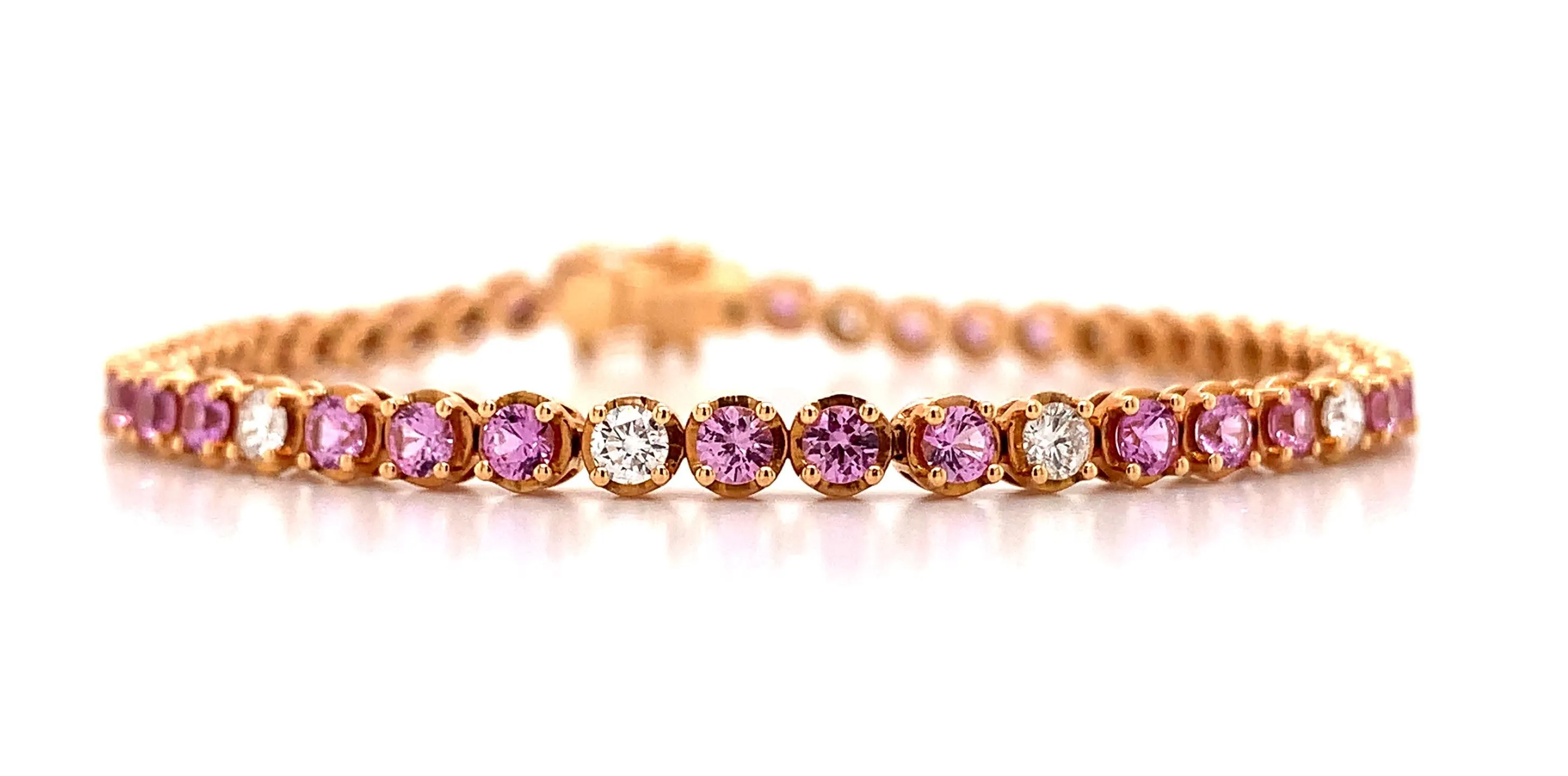 Diamond & Pink Sapphire Tennis Bracelet 2.36ct t.w.