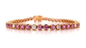 Diamond & Pink Sapphire Tennis Bracelet 2.36ct t.w.