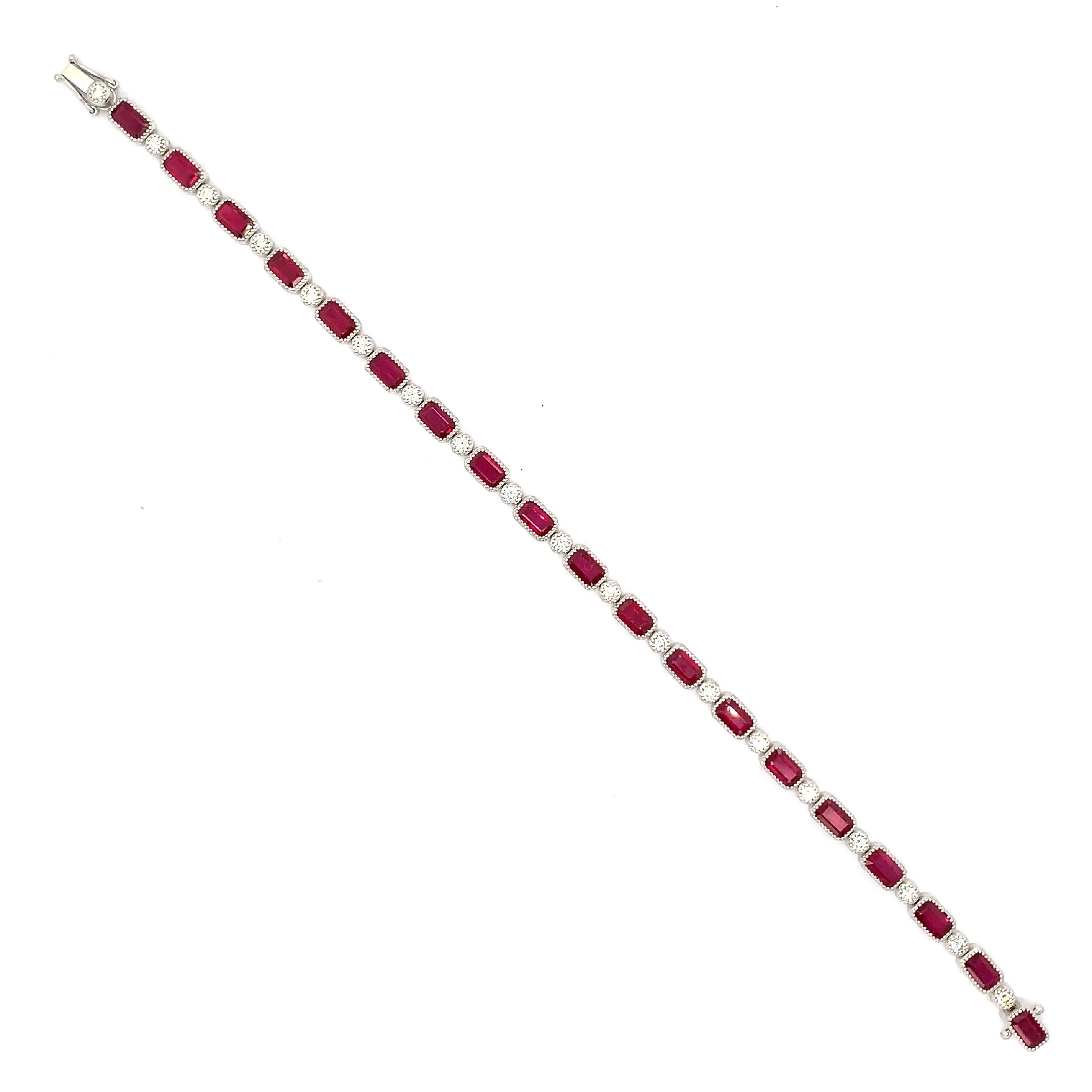 Diamond & Ruby Tennis Statement Bracelet 6.04ct t.w.